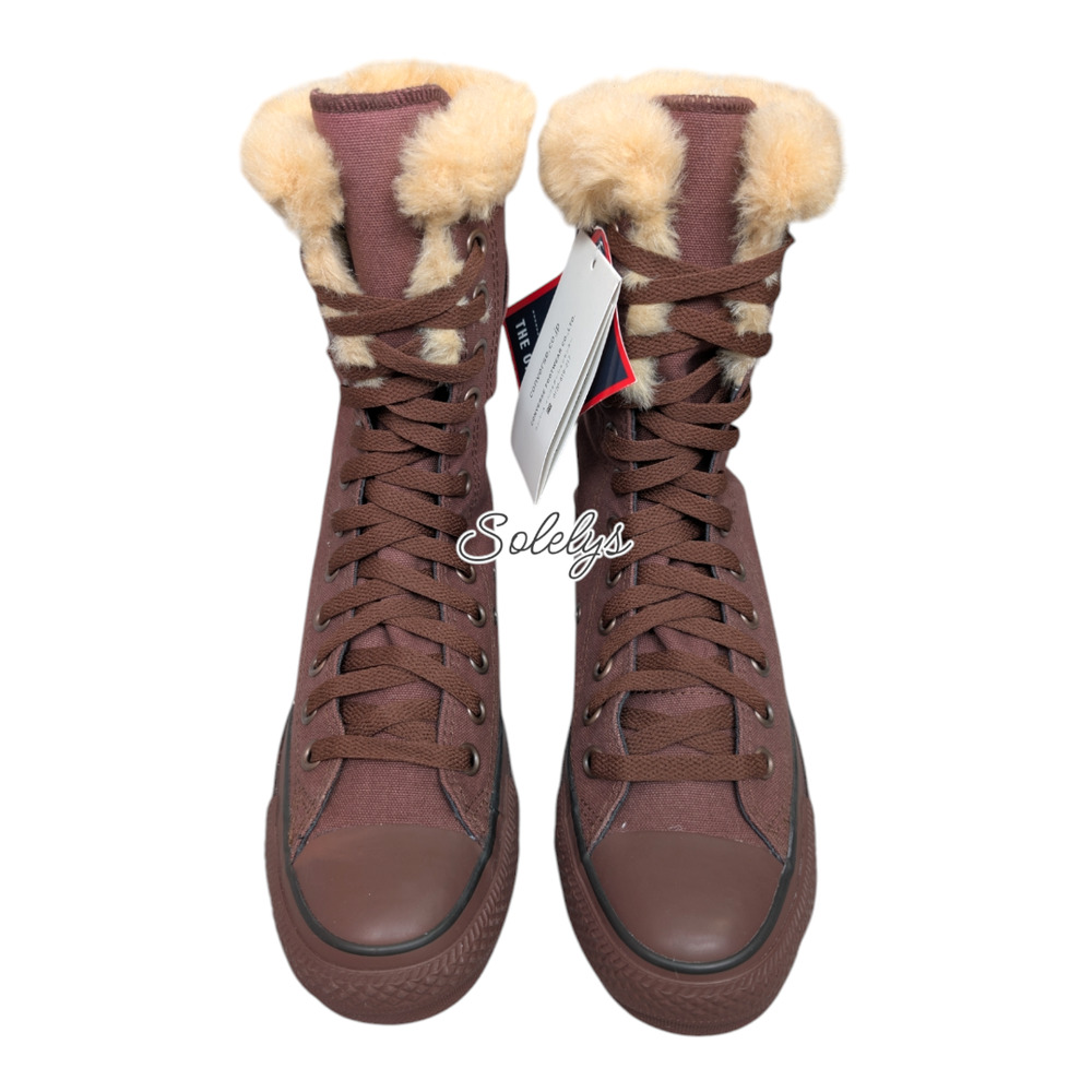 Converse Japan 2011 XHI Calf High 12 Eyelet Boa Brown Sneaker Womens 7.5 RARE
